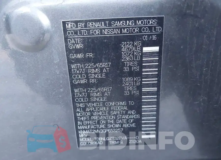 KNMAT2MV3GP653257 Photo# 9