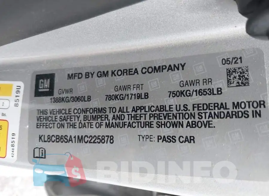 KL8CB6SA1MC225878 Photo# 9