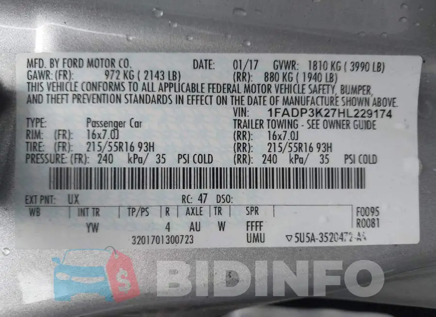 1FADP3K27HL229174 Photo# 9
