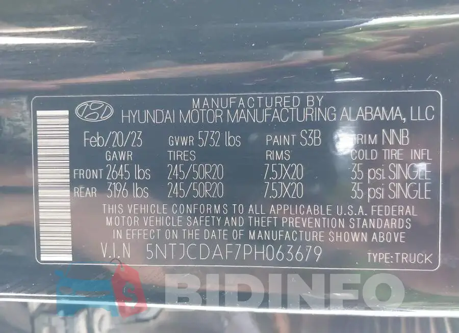 5NTJCDAF7PH063679 Photo# 9