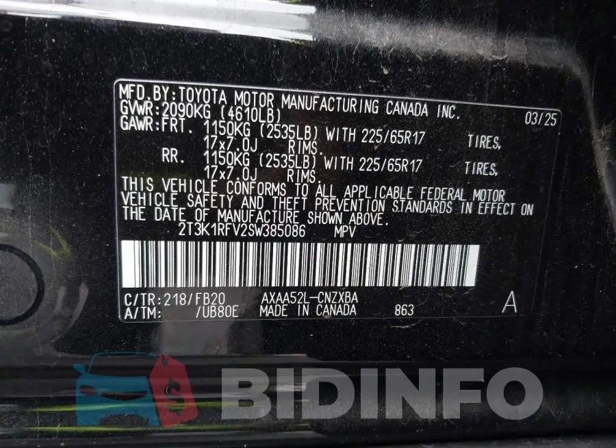 2T3K1RFV2SW385086 Photo# 9