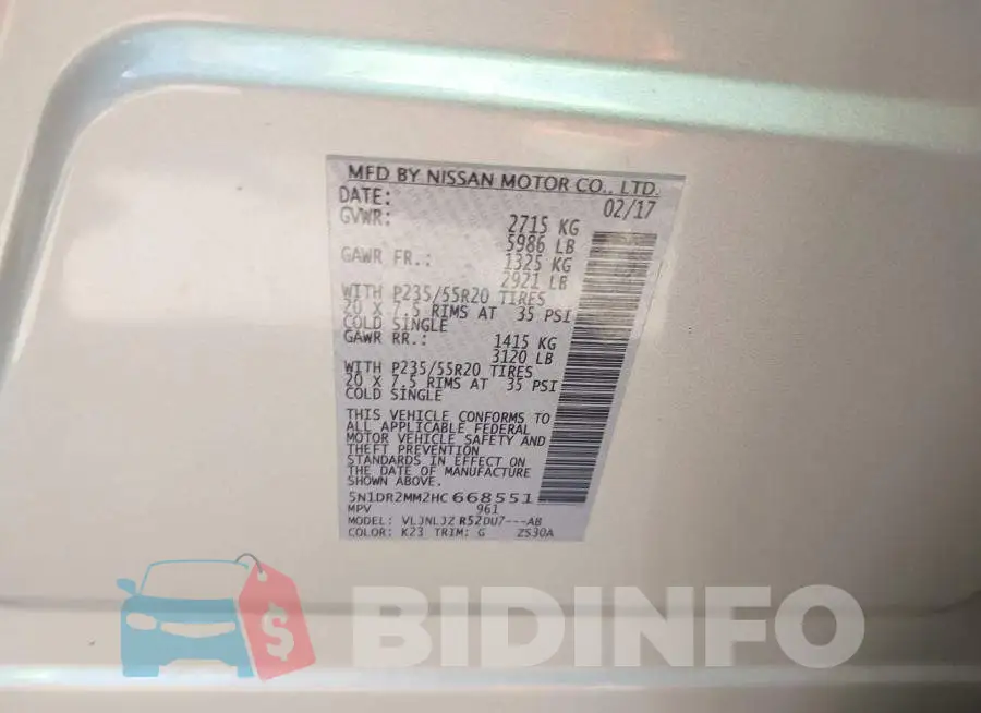 5N1DR2MM2HC668551 Photo# 9
