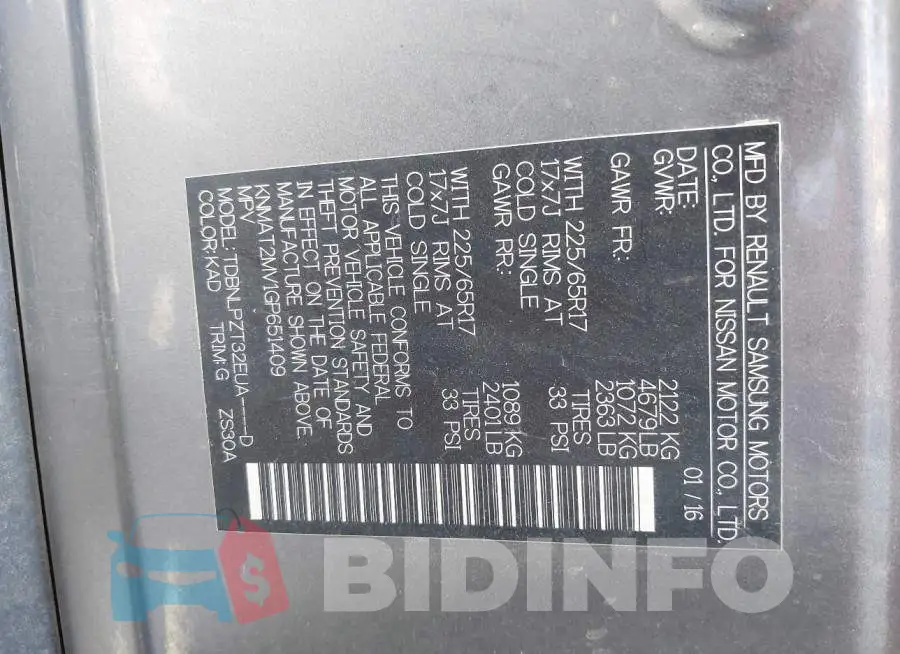 KNMAT2MV1GP651409 Photo# 9