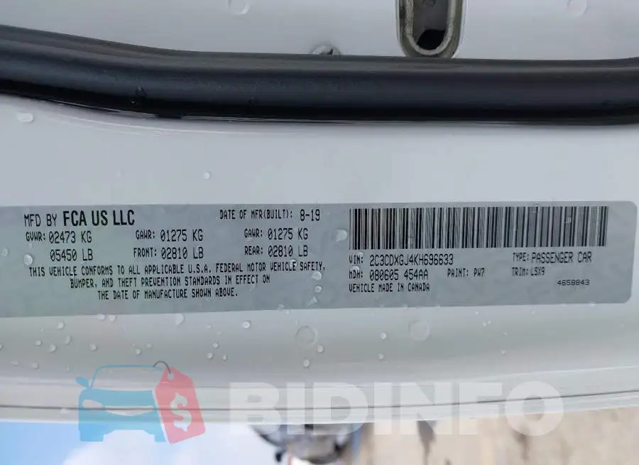 2C3CDXGJ4KH696633 Photo# 9