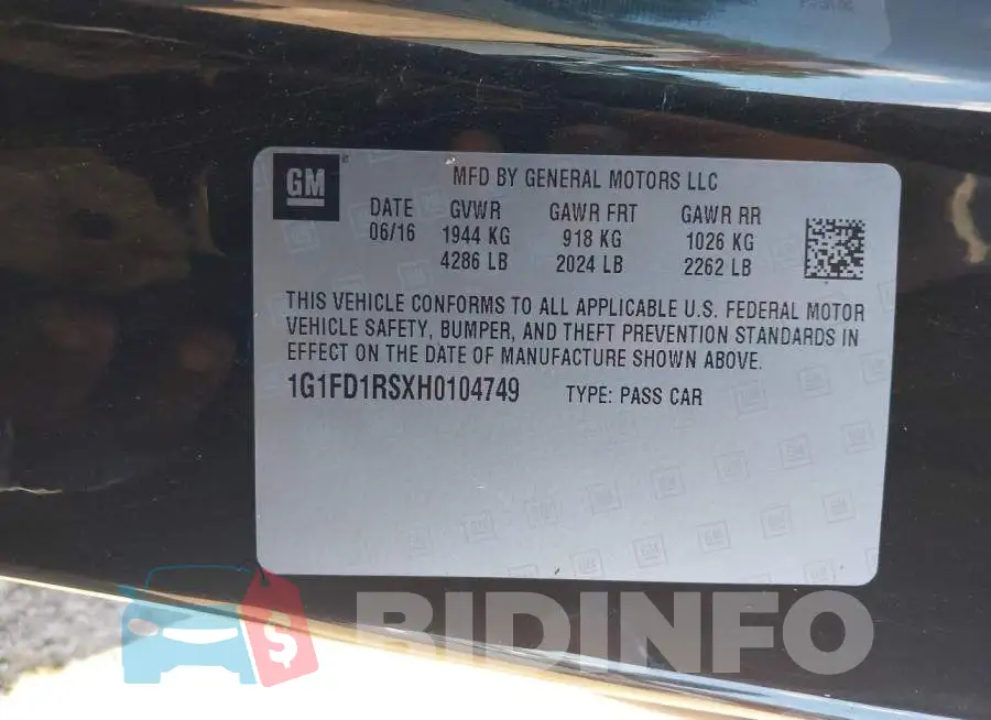 1G1FD1RSXH0104749 Photo# 9