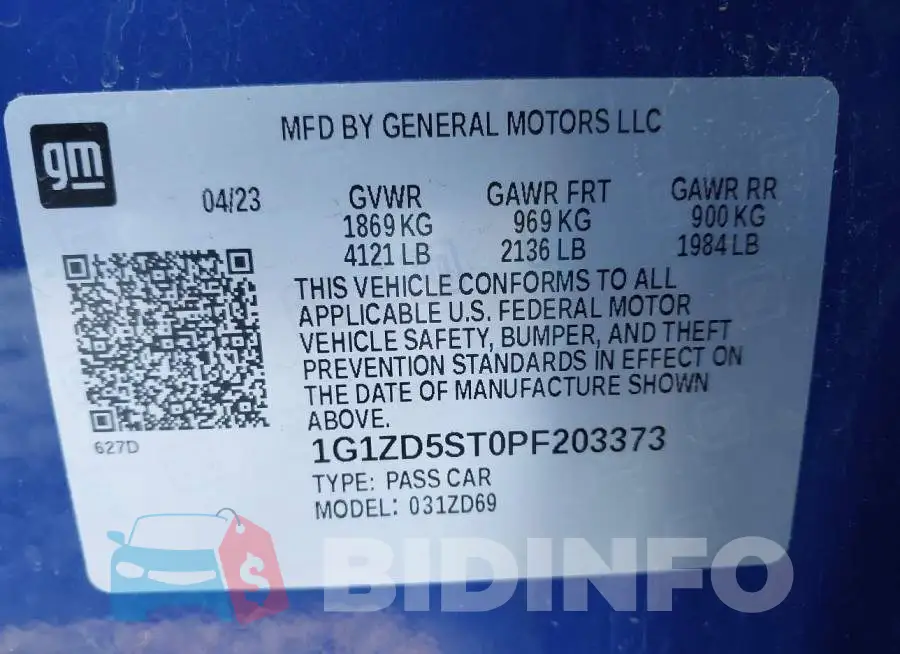 1G1ZD5ST0PF203373 Photo# 9