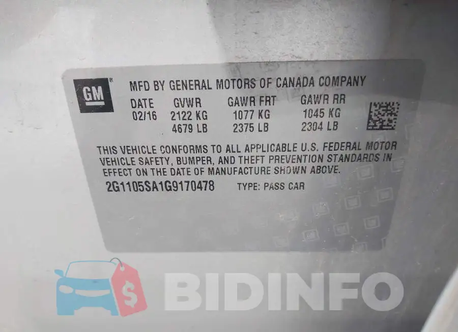 2G1105SA1G9170478 Photo# 9