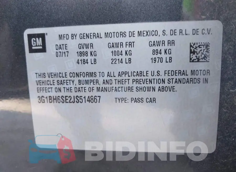 3G1BH6SE2JS514867 Photo# 9