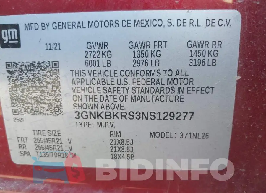 3GNKBKRS3NS129277 Photo# 9