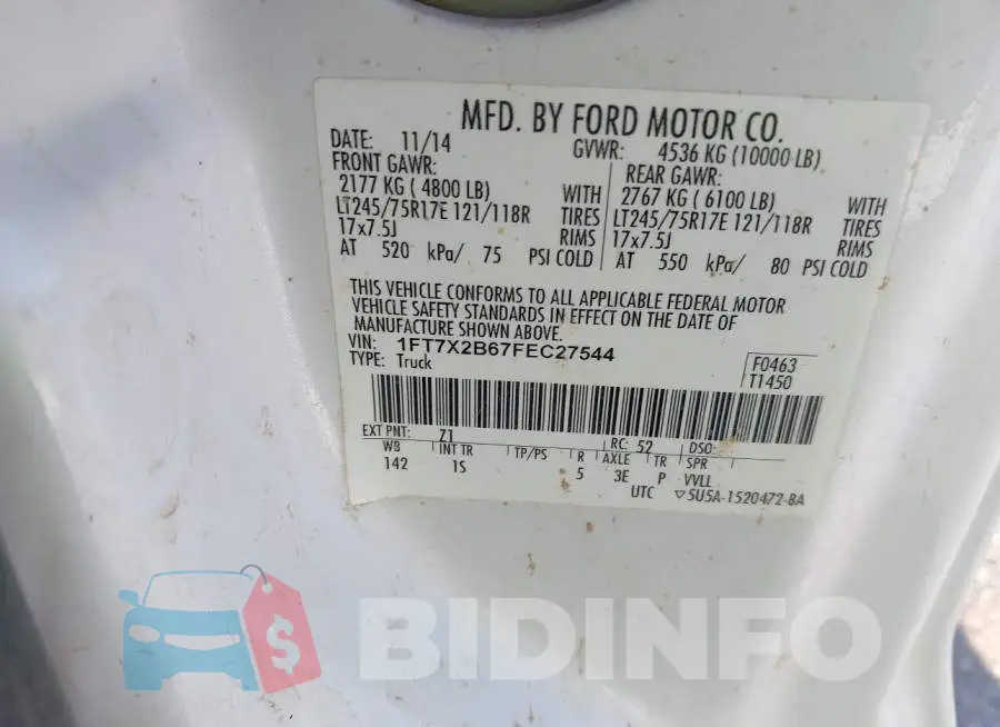 1FT7X2B67FEC27544 Photo# 9