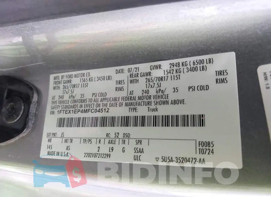 1FTEX1EP4MFC04512 Photo# 9