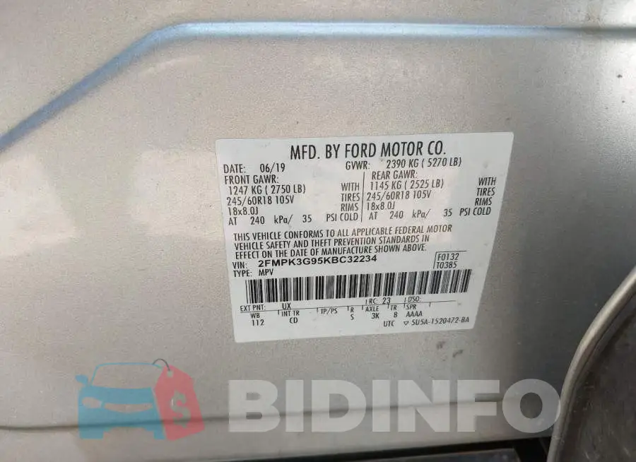 2FMPK3G95KBC32234 Photo# 9
