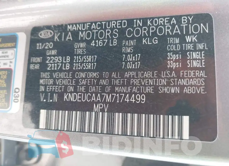 KNDEUCAA7M7174499 Photo# 9