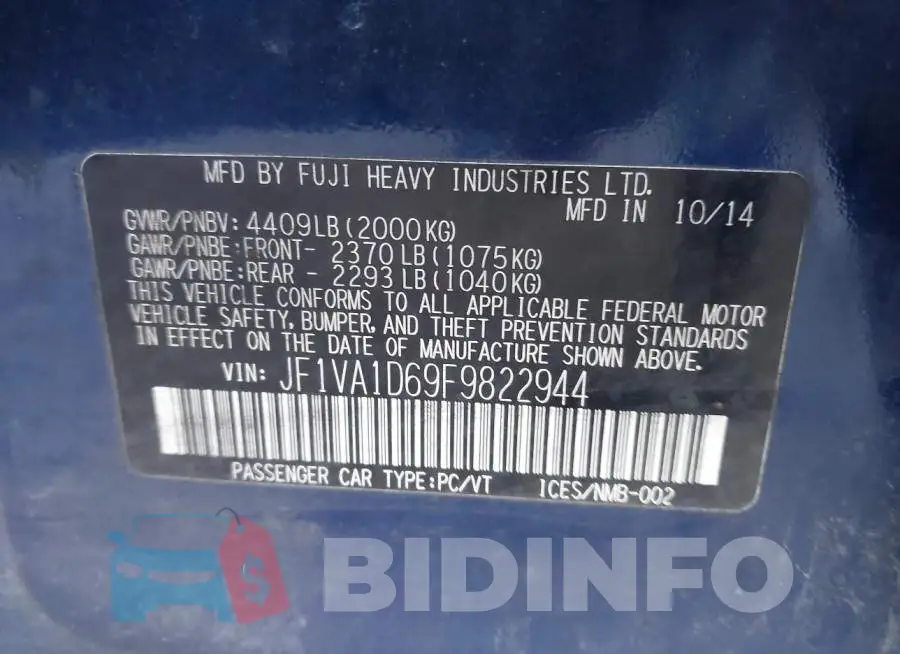 JF1VA1D69F9822944 Photo# 9