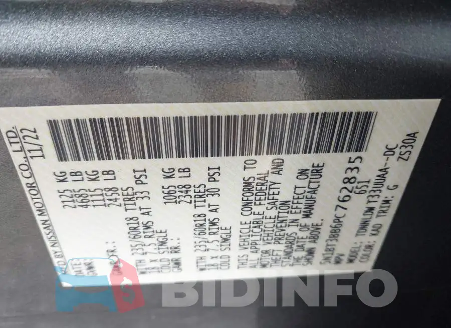5N1BT3BB6PC762835 Photo# 9
