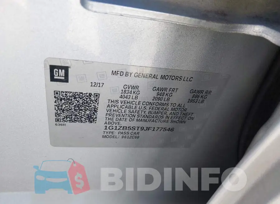 1G1ZB5ST9JF177546 Photo# 9