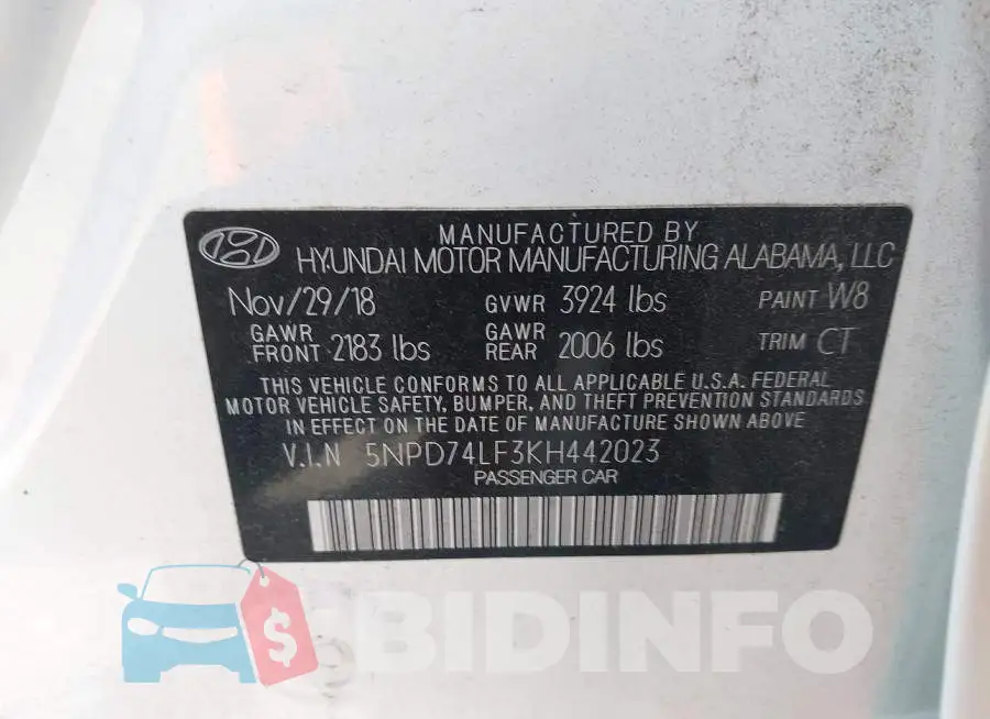 5NPD74LF3KH442023 Photo# 9