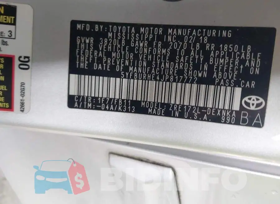 5YFBURHE4JP817772 Photo# 9