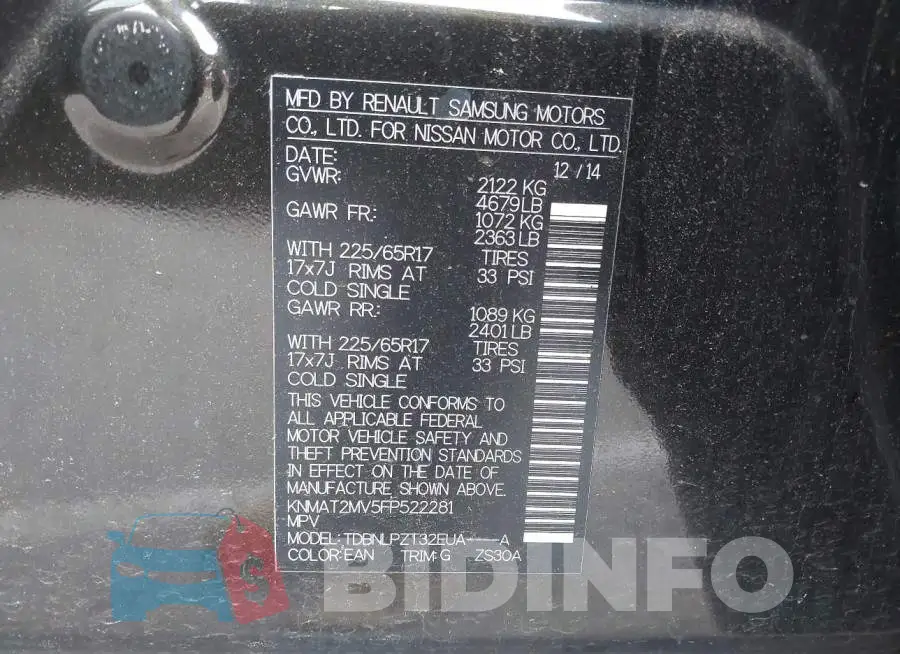 KNMAT2MV5FP522281 Photo# 9