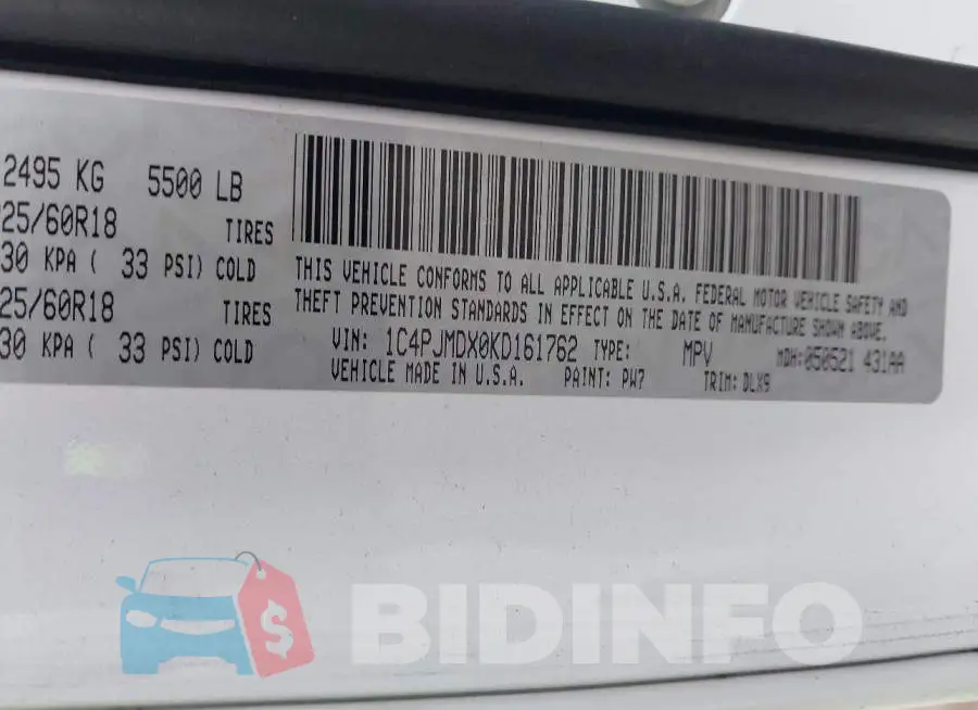 1C4PJMDX0KD161762 Photo# 9
