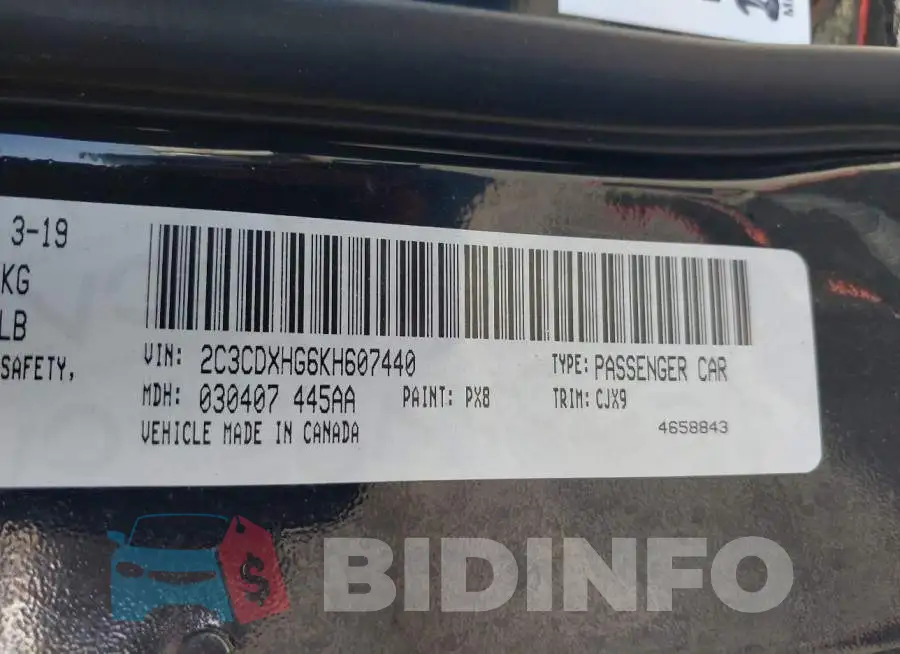 2C3CDXHG6KH607440 Photo# 9