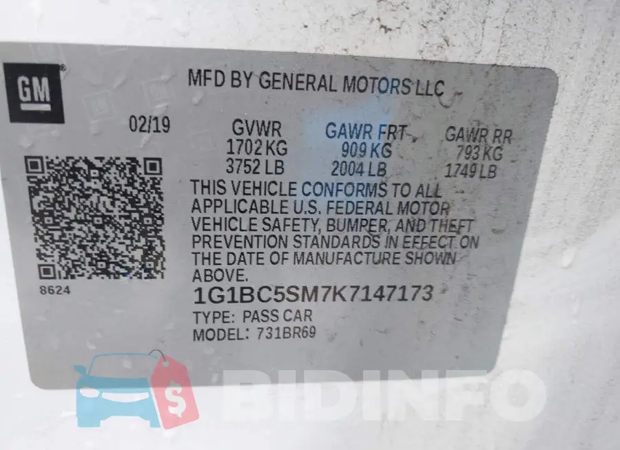 1G1BC5SM7K7147173 Photo# 9