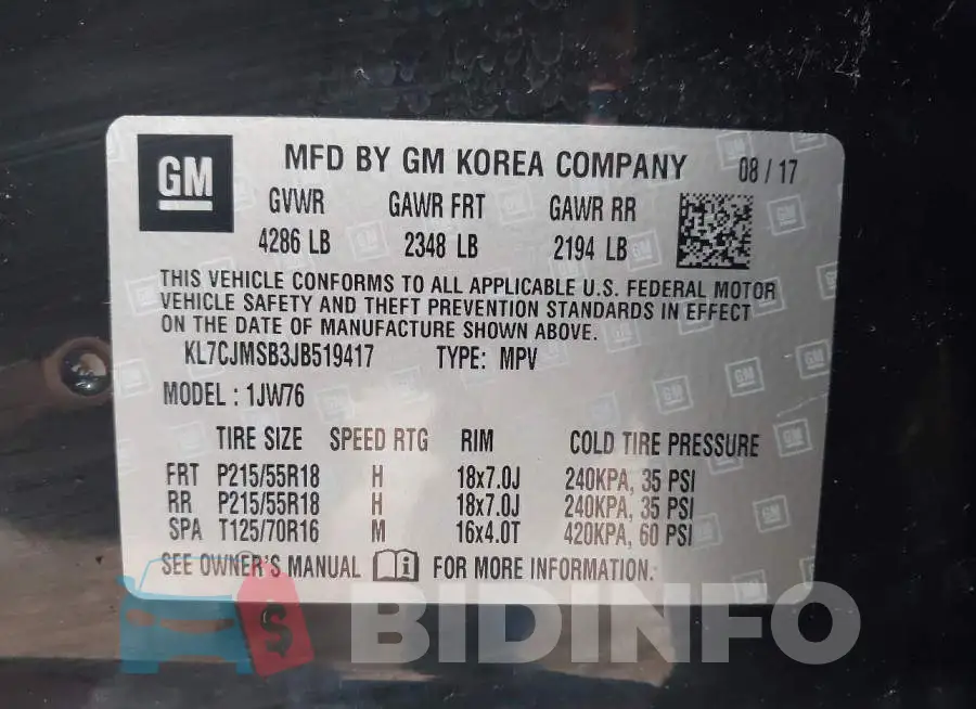 KL7CJMSB3JB519417 Photo# 9