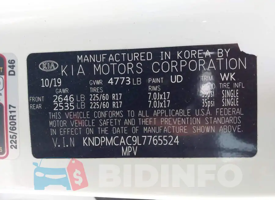 KNDPMCAC9L7765524 Photo# 9
