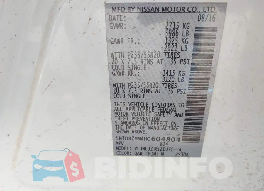 5N1DR2MM4HC604804 Photo# 9