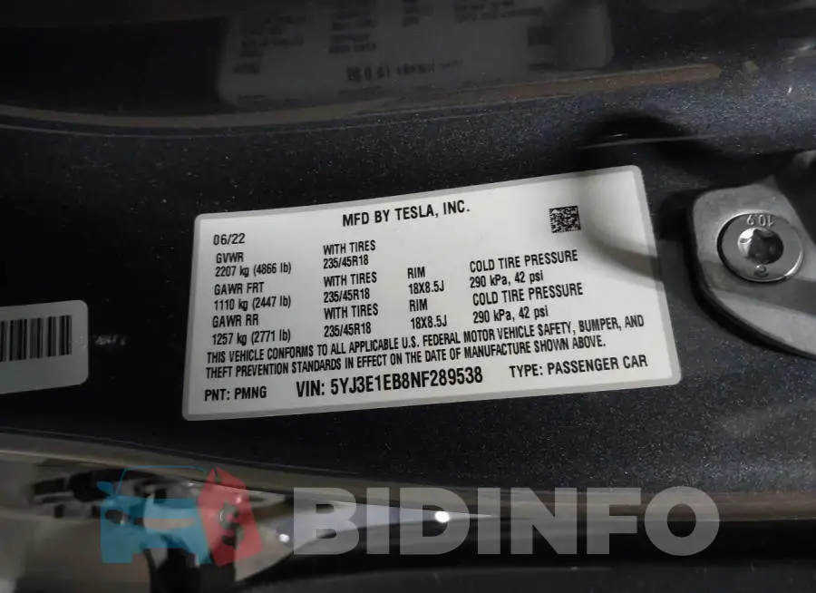 5YJ3E1EB8NF289538 Photo# 9