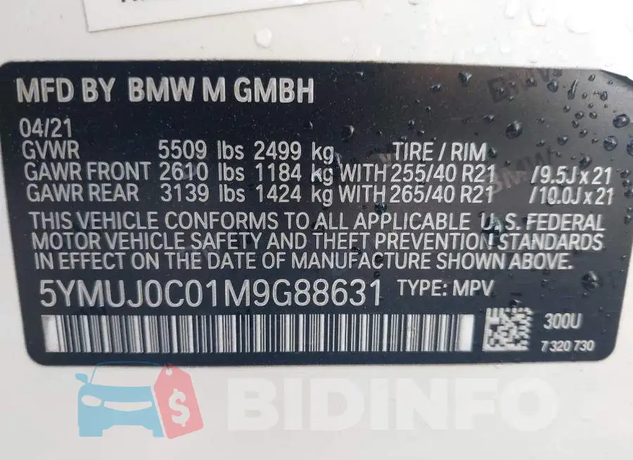 5YMUJ0C01M9G88631 Photo# 9