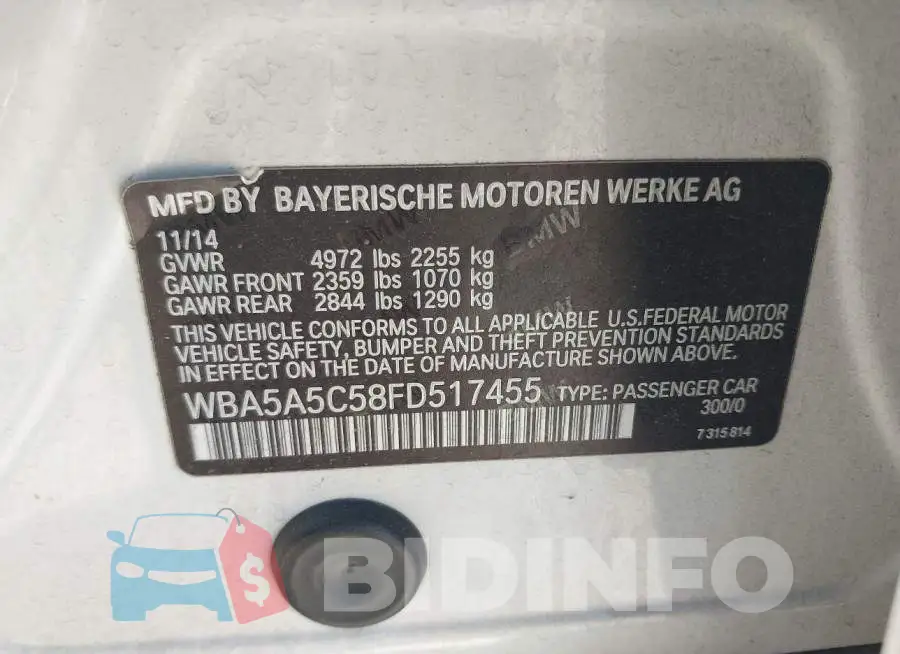 WBA5A5C58FD517455 Photo# 9