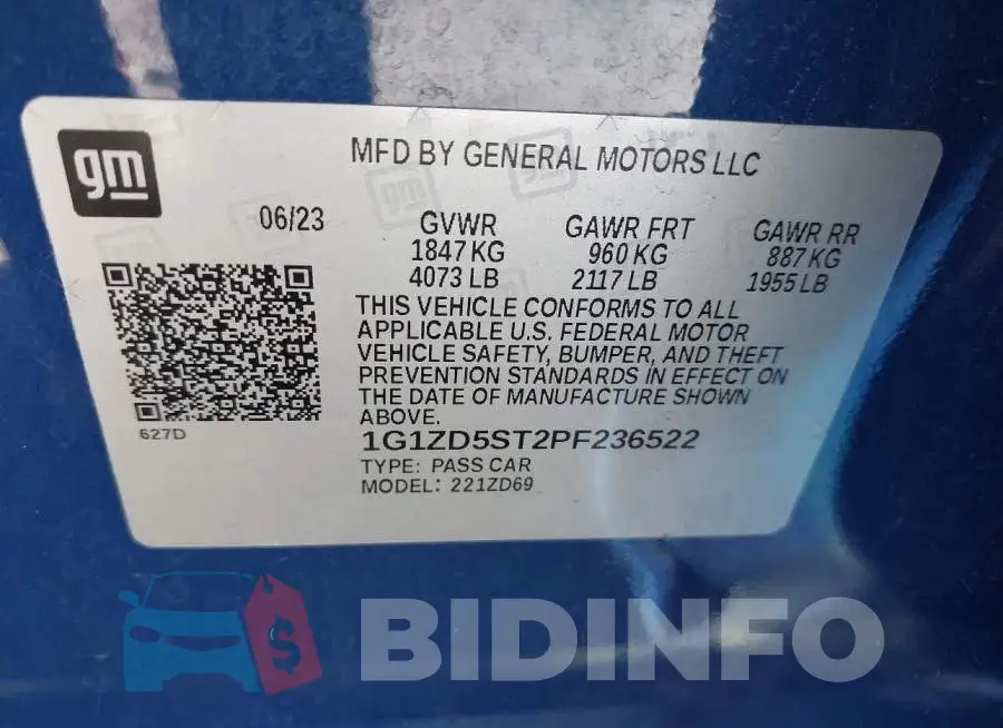 1G1ZD5ST2PF236522 Photo# 9