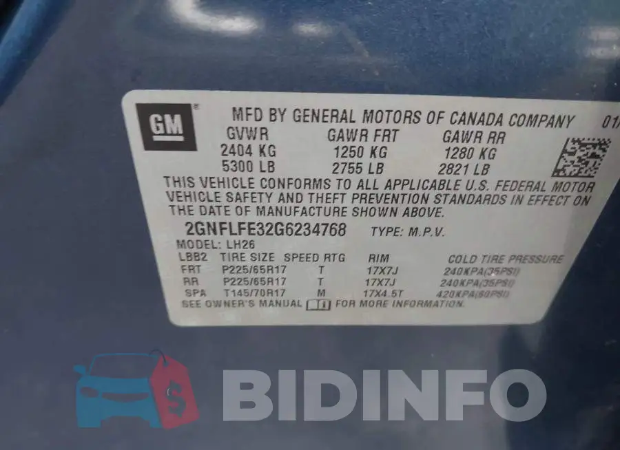 2GNFLFE32G6234768 Photo# 9