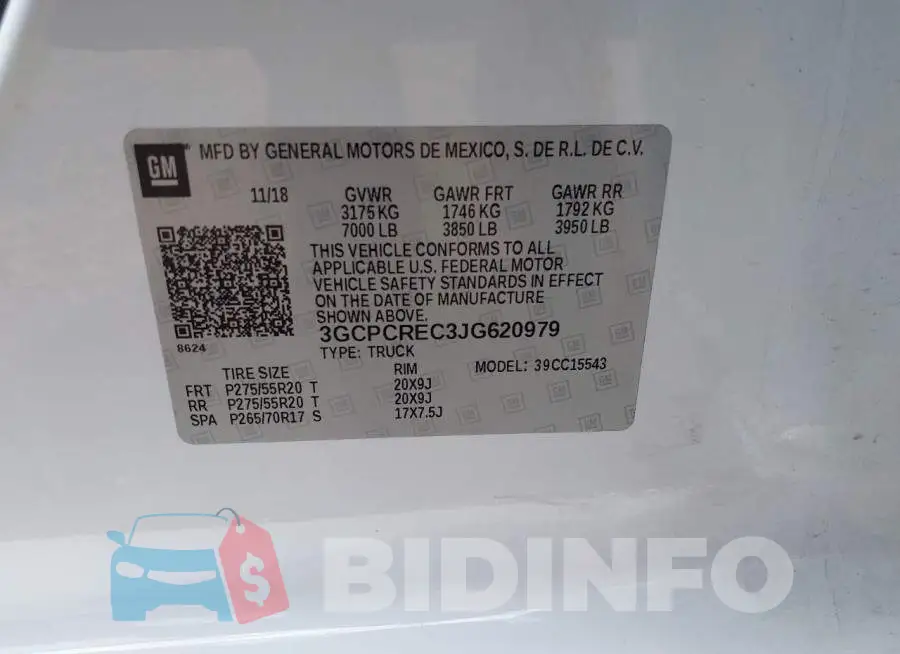 3GCPCREC3JG620979 Photo# 9