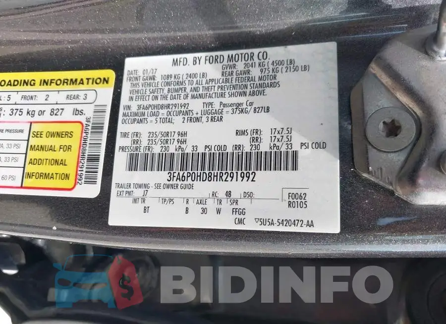 3FA6P0HD8HR291992 Photo# 9