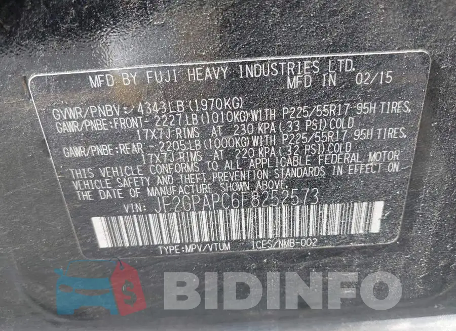 JF2GPAPC6F8252573 Photo# 9
