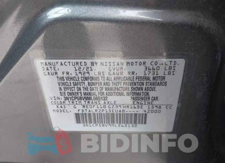 3N1CP5BV9ML565132 Photo# 9