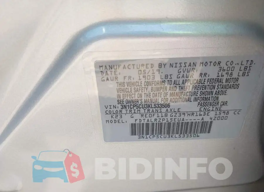 3N1CP5CU3KL533506 Photo# 9