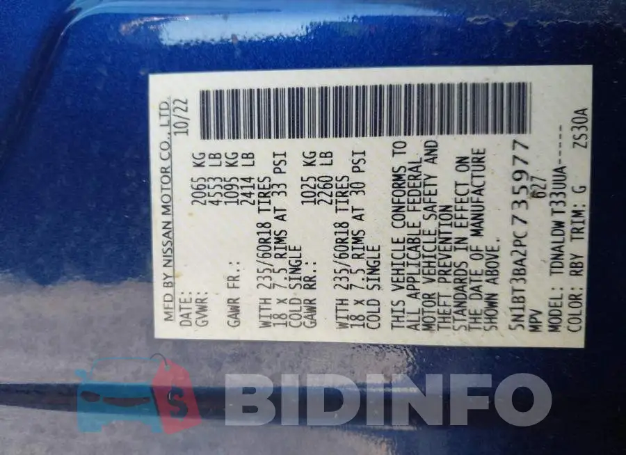 5N1BT3BA2PC735977 Photo# 9
