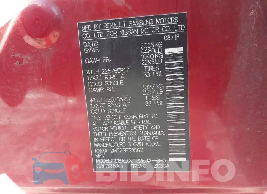KNMAT2MT2GP735611 Photo# 9