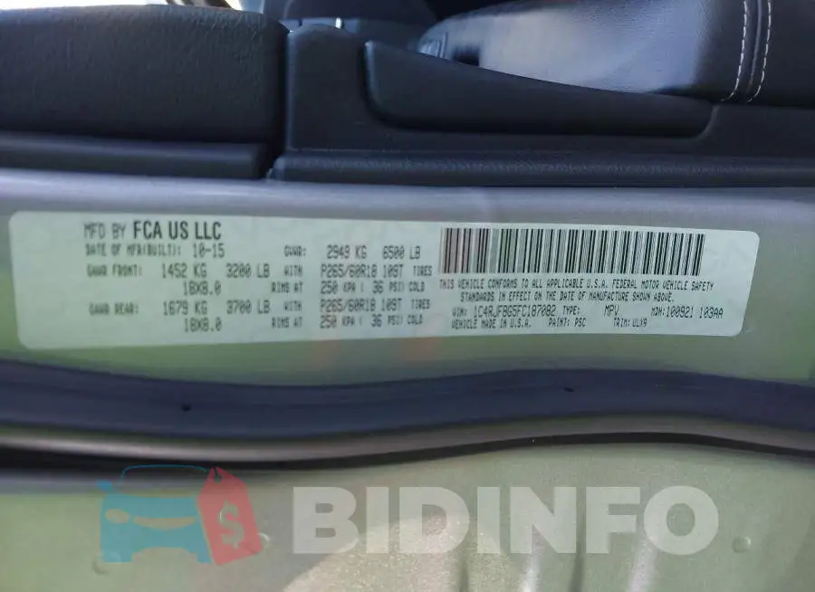 1C4RJFBG5FC187082 Photo# 9