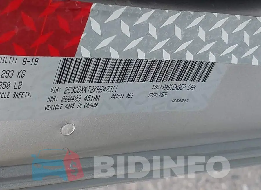 2C3CDXKT2KH647911 Photo# 9