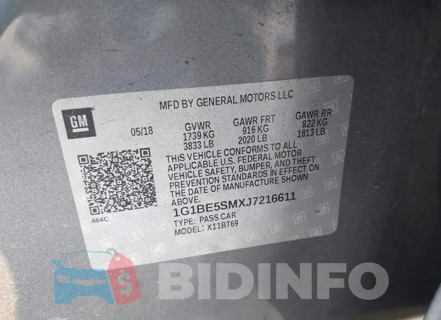 1G1BE5SMXJ7216611 Photo# 9