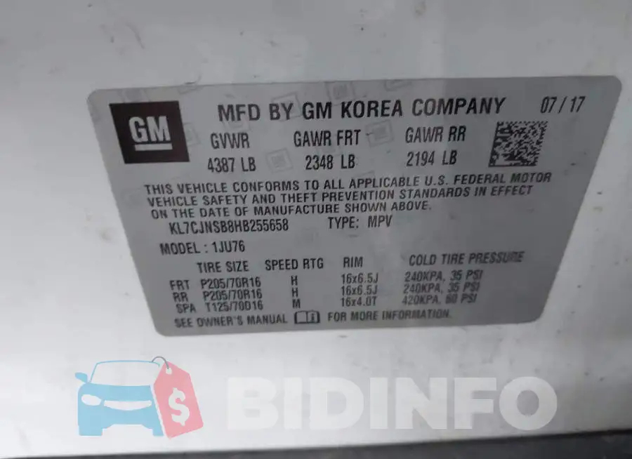 KL7CJNSB8HB255658 Photo# 9
