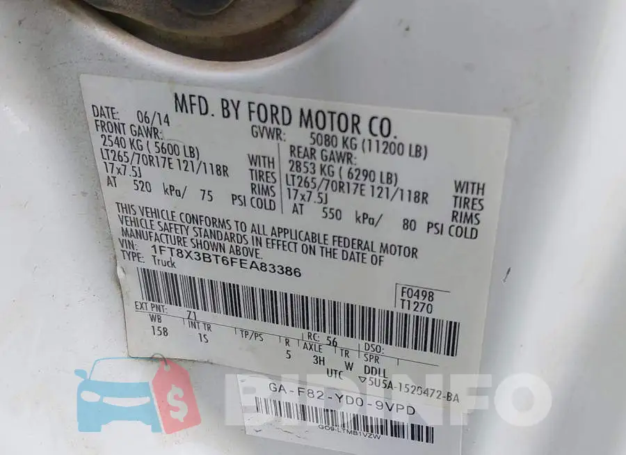 1FT8X3BT6FEA83386 Photo# 8