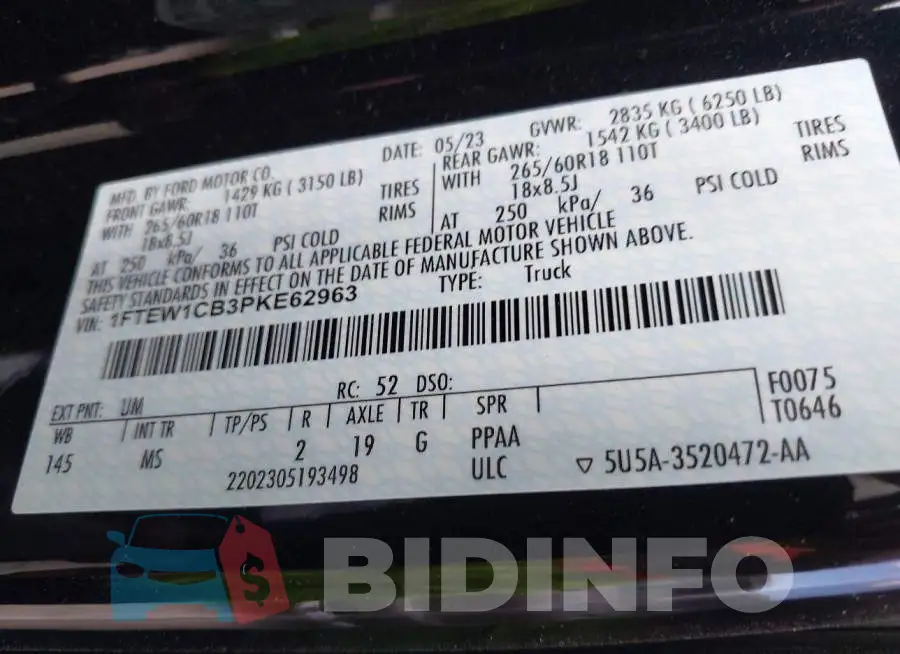 1FTEW1CB3PKE62963 Photo# 9