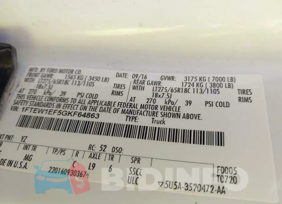 1FTEW1EF5GKF64863 Photo# 9