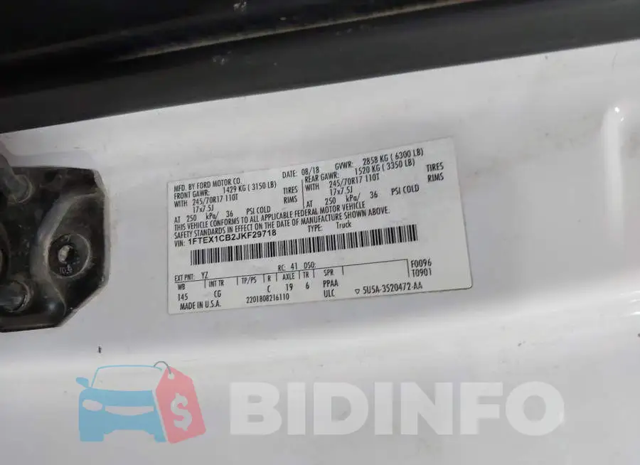1FTEX1CB2JKF29718 Photo# 9