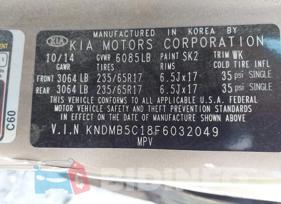 KNDMB5C18F6032049 Photo# 9